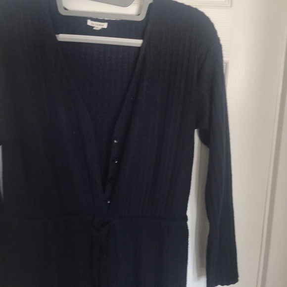 Saylor Navy Blue Ribbed Knit Long Sleeve Jumpsuit - Picture 7 of 8